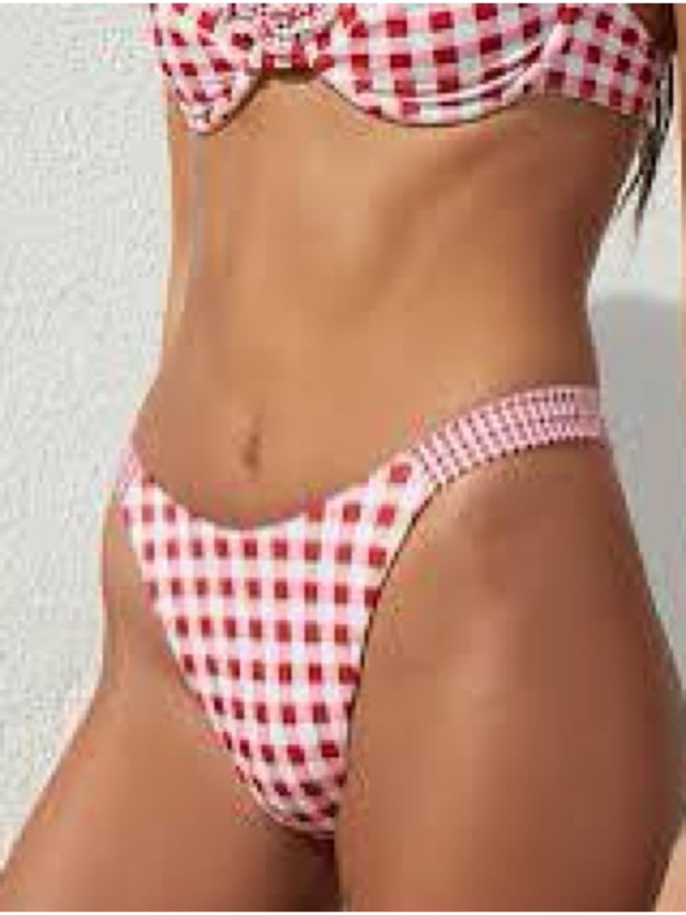 New Pacsun Red Gingham Elise High Cut Bikini Bottom Size Large  BOTTOMS ONLY